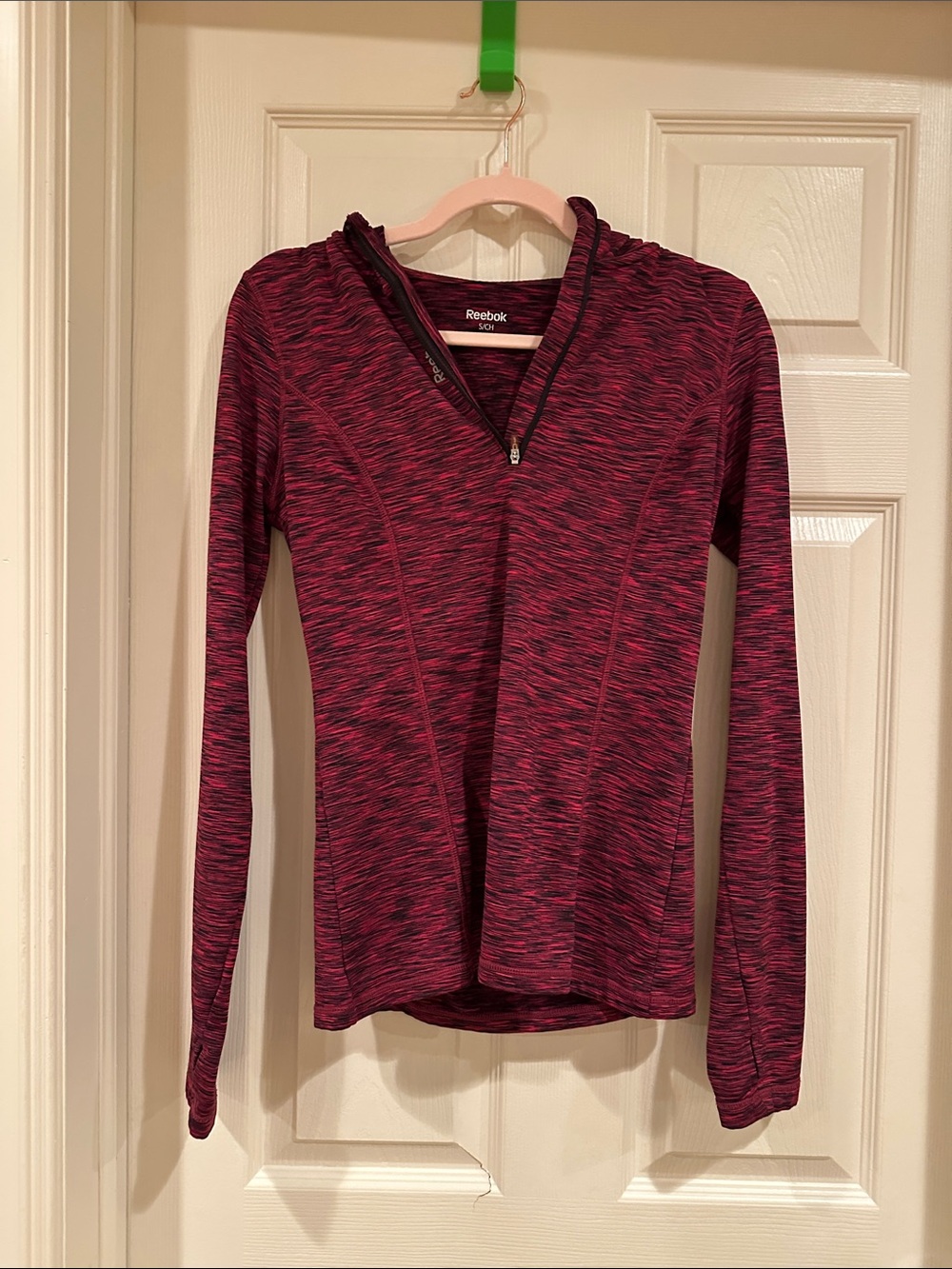 Reebok Women's Heathered Berry Quarter-Zip Performance Top